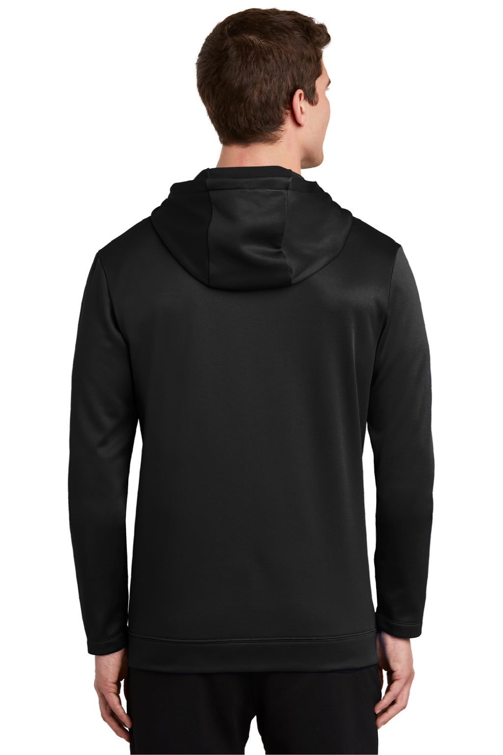 Nike NKAH6259 Mens Therma-Fit Moisture Wicking Fleece Full Zip Hooded Sweatshirt Hoodie w/ Pockets Black Model Back