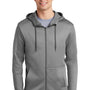 Nike Mens Therma-Fit Moisture Wicking Fleece Full Zip Hooded Sweatshirt Hoodie w/ Pockets - Heather Dark Grey