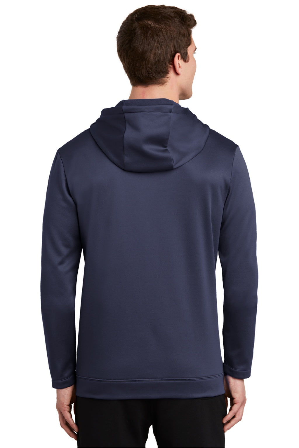 Nike NKAH6259 Mens Therma-Fit Moisture Wicking Fleece Full Zip Hooded Sweatshirt Hoodie w/ Pockets Midnight Navy Blue Model Back