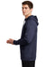 Nike NKAH6259 Mens Therma-Fit Moisture Wicking Fleece Full Zip Hooded Sweatshirt Hoodie w/ Pockets Midnight Navy Blue Model Side