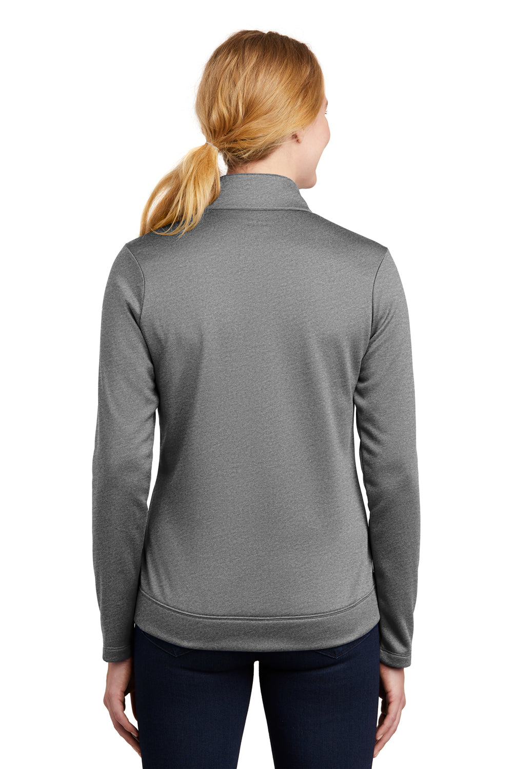 Nike NKAH6260 Womens Therma-Fit Moisture Wicking Fleece Full Zip Sweatshirt Heather Dark Grey Model Back