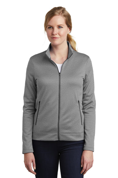 Nike NKAH6260 Womens Therma-Fit Moisture Wicking Fleece Full Zip Sweatshirt Heather Dark Grey Model Front