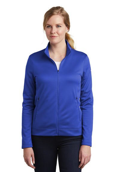 Nike NKAH6260 Womens Therma-Fit Moisture Wicking Fleece Full Zip Sweatshirt Game Royal Blue Model Front