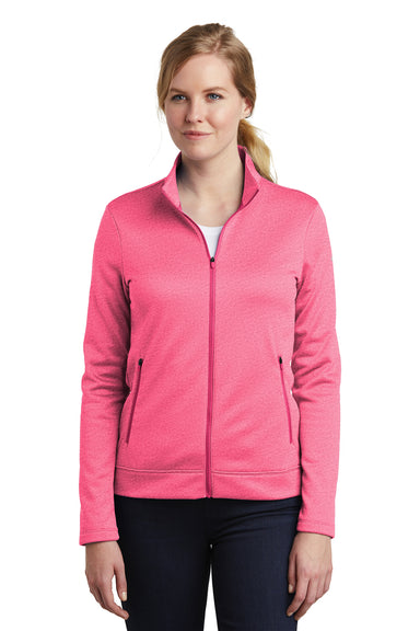 Nike NKAH6260 Womens Therma-Fit Moisture Wicking Fleece Full Zip Sweatshirt Heather Vivid Pink Model Front