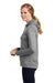 Nike NKAH6264 Womens Therma-Fit Moisture Wicking Fleece Full Zip Hooded Sweatshirt Hoodie w/ Pockets Heather Dark Grey Model Side