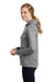 Nike NKAH6264 Womens Therma-Fit Moisture Wicking Fleece Full Zip Hooded Sweatshirt Hoodie Heather Dark Grey Model Side
