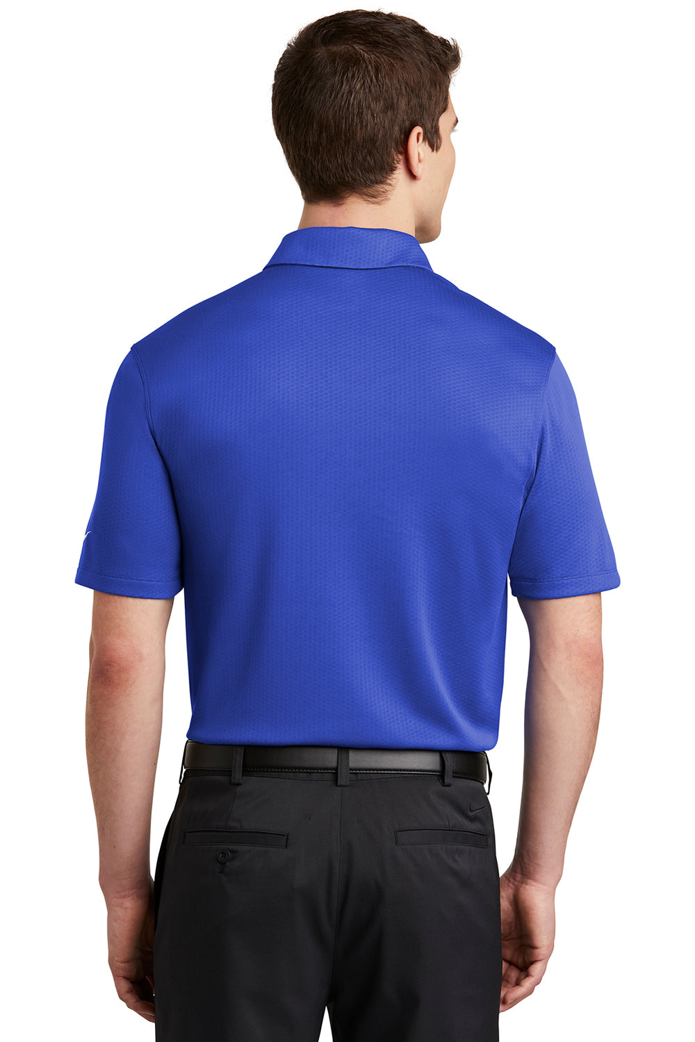 Nike NKAH6266 Mens Dri-Fit Moisture Wicking Short Sleeve Polo Shirt Game Royal Blue Model Back
