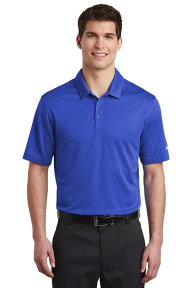 Nike NKAH6266 Mens Dri-Fit Moisture Wicking Short Sleeve Polo Shirt Game Royal Blue Model Front