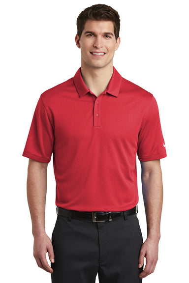 Nike NKAH6266 Mens Dri-Fit Moisture Wicking Short Sleeve Polo Shirt Gym Red Model Front