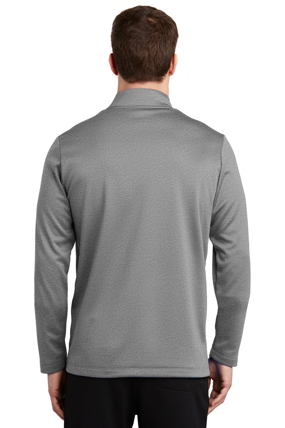 Nike NKAH6418 Mens Therma-Fit Moisture Wicking Fleece Full Zip Sweatshirt Heather Dark Grey Model Back