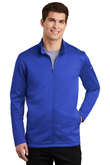 Nike NKAH6418 Mens Therma-Fit Moisture Wicking Fleece Full Zip Sweatshirt Game Royal Blue Model Front