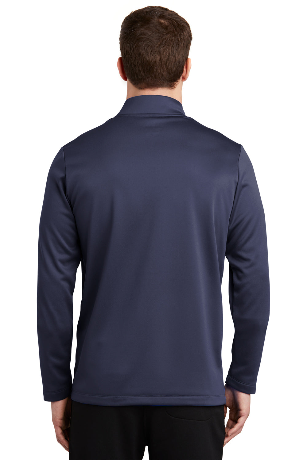 Nike NKAH6418 Mens Therma-Fit Moisture Wicking Fleece Full Zip Sweatshirt Midnight Navy Blue Model Back