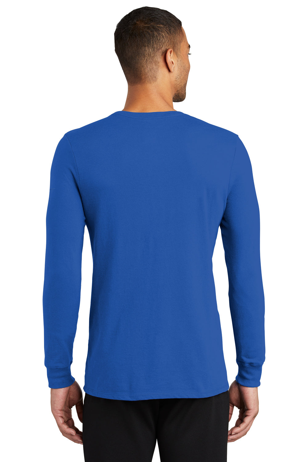 Nike NKBQ5230 Mens Dri-Fit Moisture Wicking Long Sleeve Crewneck T-Shirt Rush Blue Model Back
