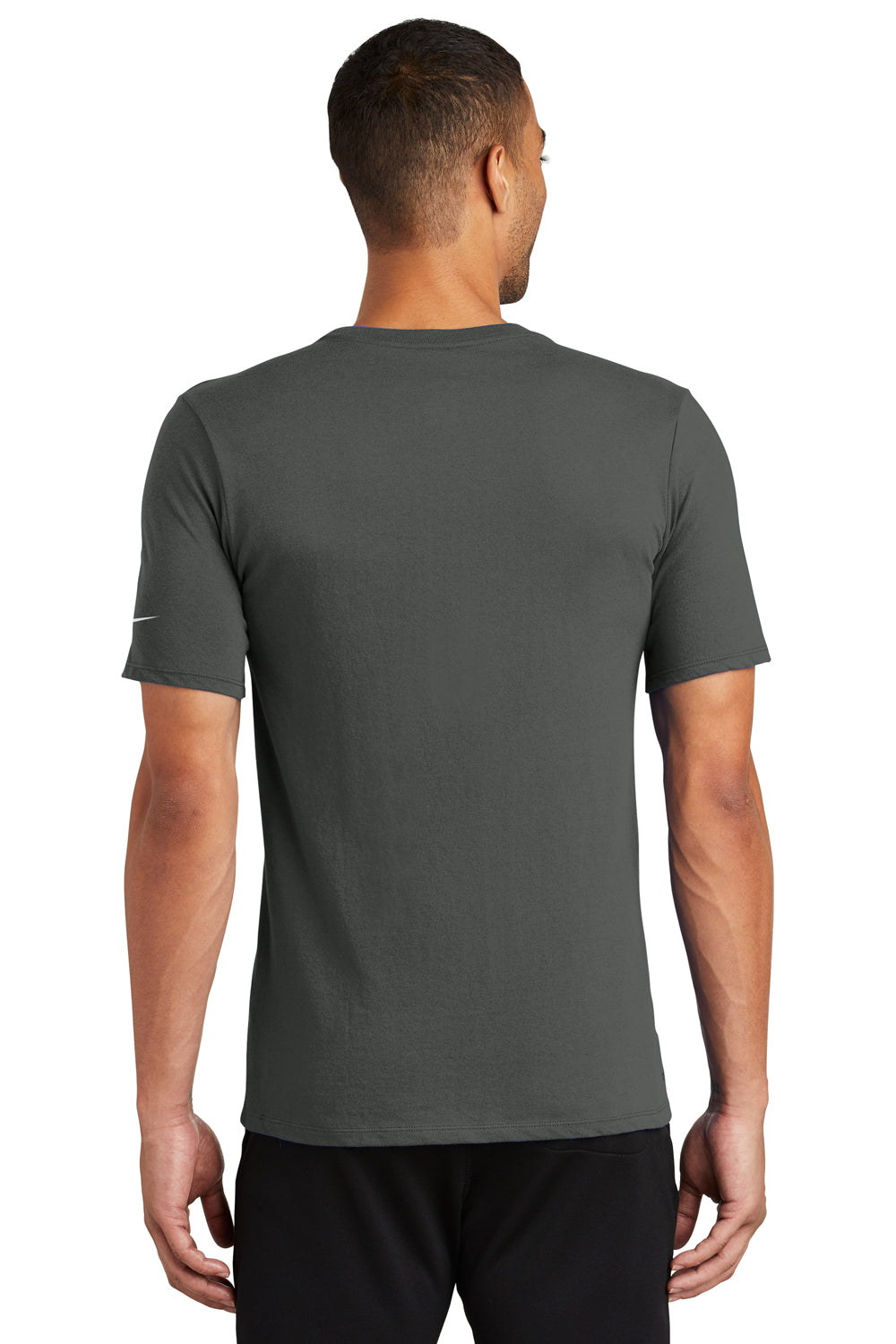 Nike NKBQ5231 Mens Dri-Fit Moisture Wicking Short Sleeve Crewneck T-Shirt Anthracite Grey Model Back