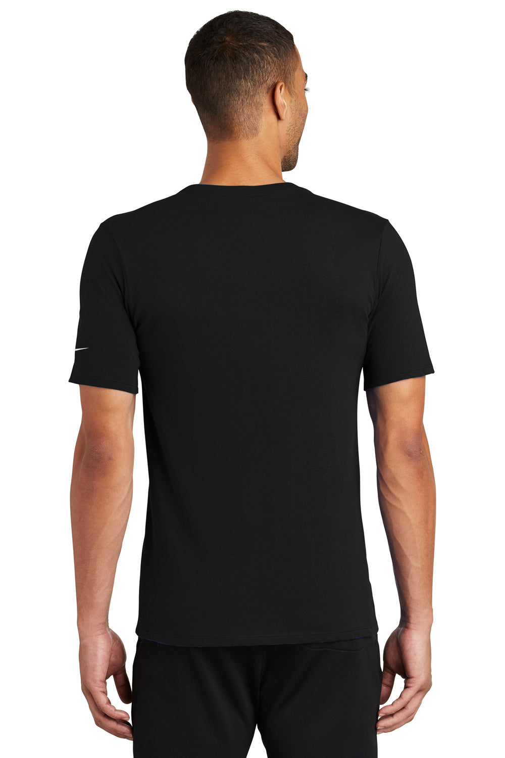 Nike NKBQ5231 Mens Dri-Fit Moisture Wicking Short Sleeve Crewneck T-Shirt Black Model Back