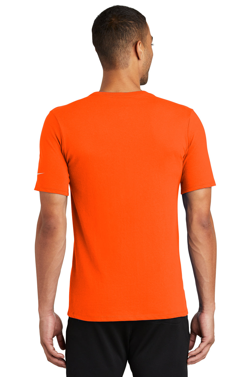 Nike NKBQ5231 Mens Dri-Fit Moisture Wicking Short Sleeve Crewneck T-Shirt Brilliant Orange Model Back