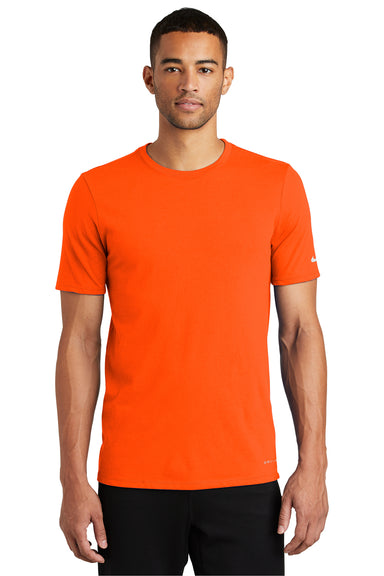 Nike NKBQ5231 Mens Dri-Fit Moisture Wicking Short Sleeve Crewneck T-Shirt Brilliant Orange Model Front