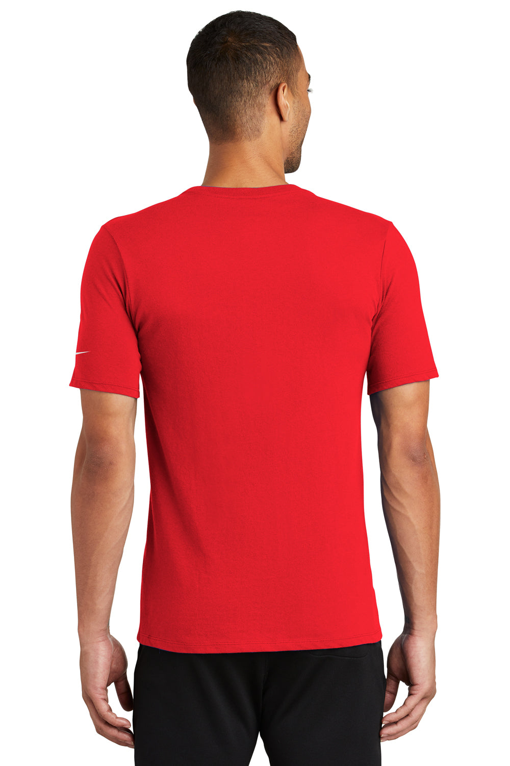 Nike NKBQ5231 Mens Dri-Fit Moisture Wicking Short Sleeve Crewneck T-Shirt University Red Model Back