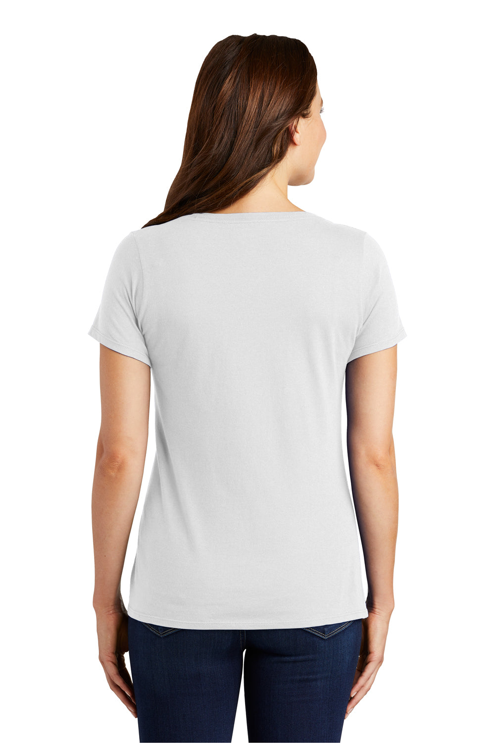 Nike NKBQ5234 Womens Dri-Fit Moisture Wicking Short Sleeve Scoop Neck T-Shirt White Model Back