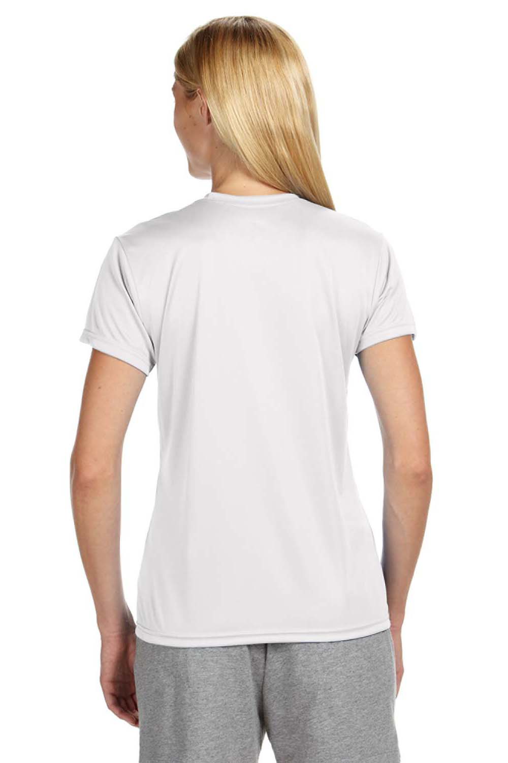 A4 NW3201 Womens Performance Moisture Wicking Short Sleeve Crewneck T-Shirt White Model Back