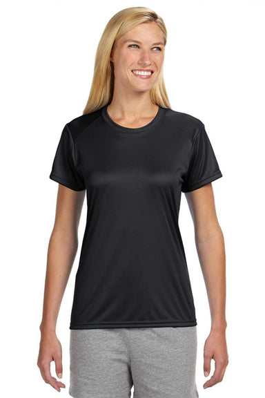 A4 NW3201 Womens Performance Moisture Wicking Short Sleeve Crewneck T-Shirt Black Model Front