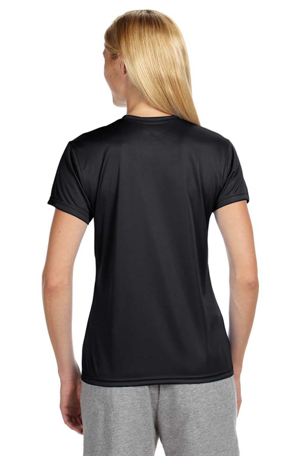 A4 NW3201 Womens Performance Moisture Wicking Short Sleeve Crewneck T-Shirt Black Model Back