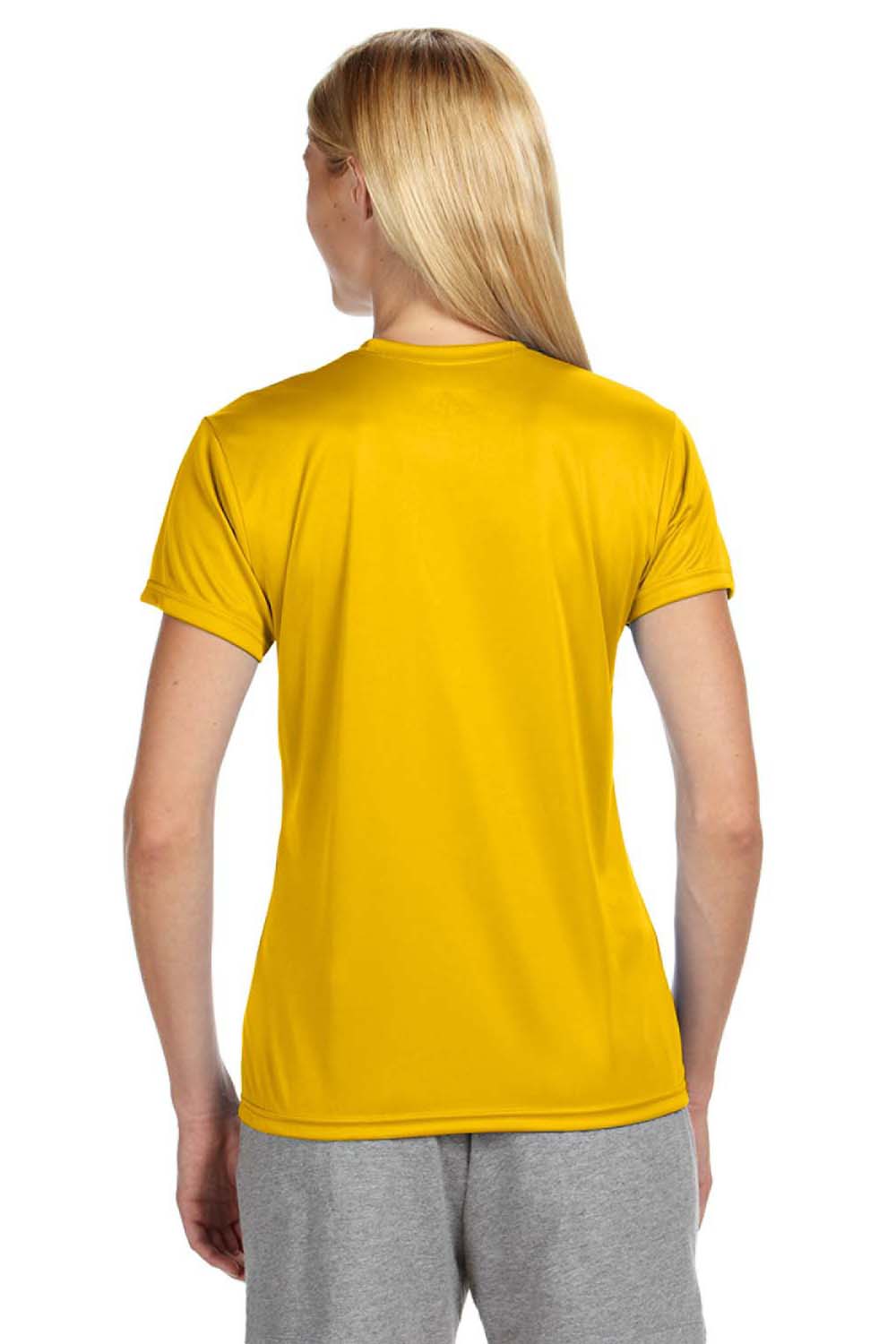 A4 NW3201 Womens Performance Moisture Wicking Short Sleeve Crewneck T-Shirt Gold Model Back