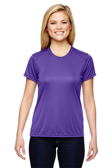 A4 NW3201 Womens Performance Moisture Wicking Short Sleeve Crewneck T-Shirt Purple Model Front
