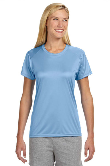 A4 NW3201 Womens Performance Moisture Wicking Short Sleeve Crewneck T-Shirt Light Blue Model Front