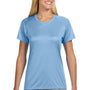 A4 Womens Performance Moisture Wicking Short Sleeve Crewneck T-Shirt - Light Blue