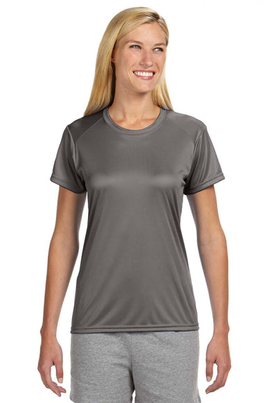 A4 NW3201 Womens Performance Moisture Wicking Short Sleeve Crewneck T-Shirt Graphite Grey Model Front