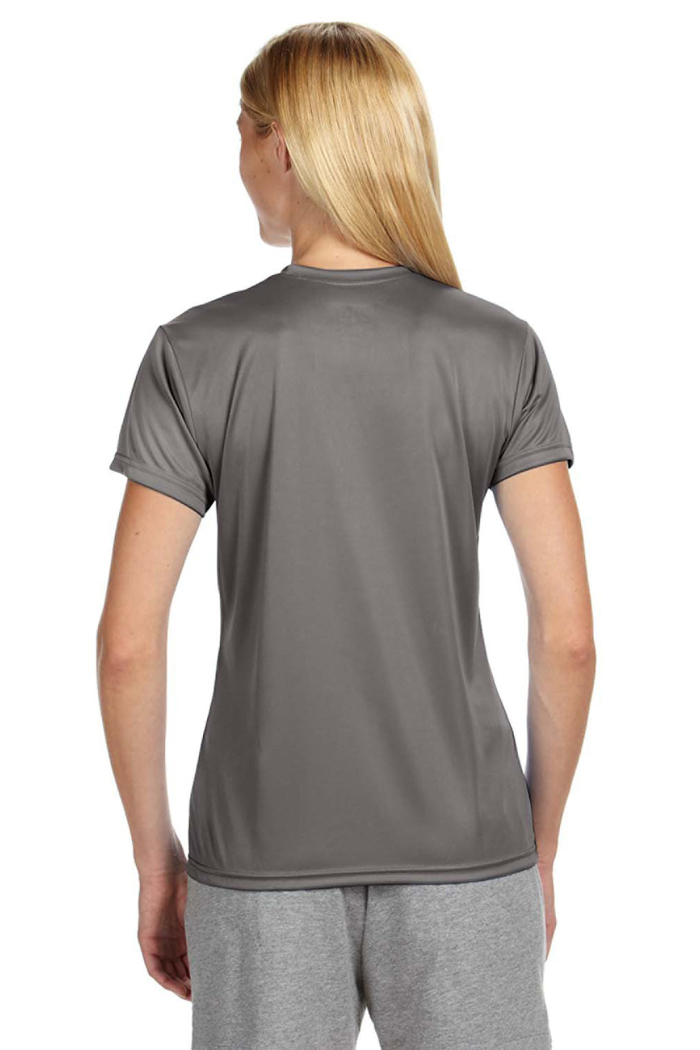 A4 NW3201 Womens Performance Moisture Wicking Short Sleeve Crewneck T-Shirt Graphite Grey Model Back