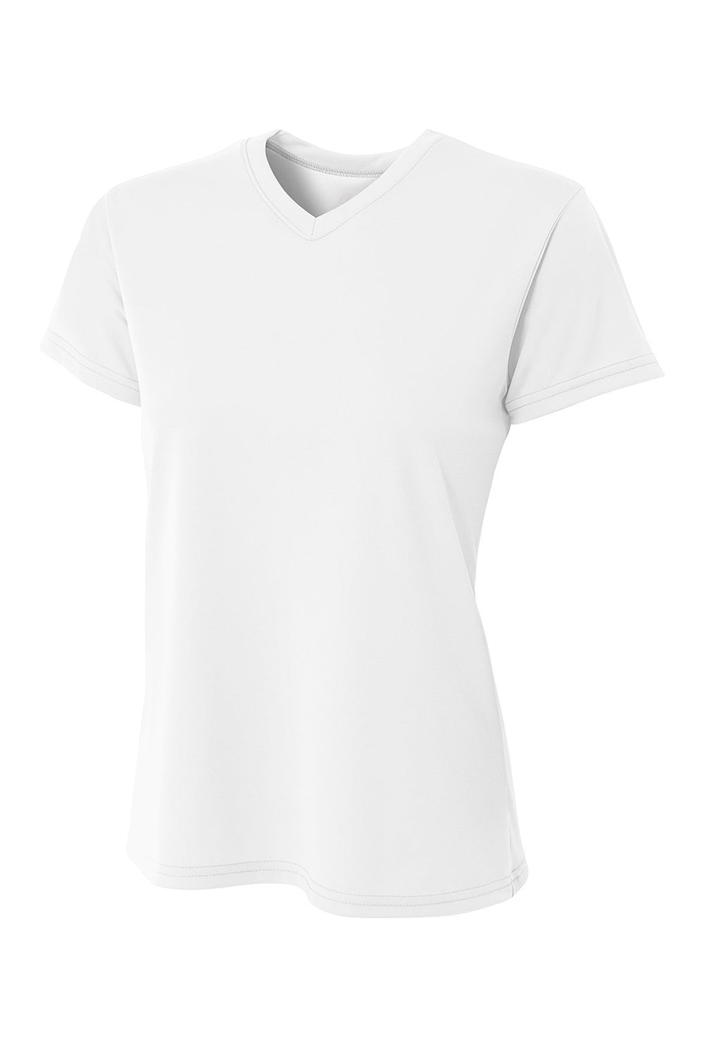 A4 NW3402 Womens Sprint Performance Moisture Wicking Short Sleeve V-Neck T-Shirt White Flat Front