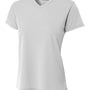 A4 Womens Sprint Performance Moisture Wicking Short Sleeve V-Neck T-Shirt - Silver Grey