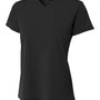 A4 Womens Sprint Performance Moisture Wicking Short Sleeve V-Neck T-Shirt - Black