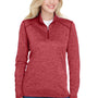 A4 Womens Tonal Space Dye Performance Moisture Wicking 1/4 Zip Sweatshirt - Red