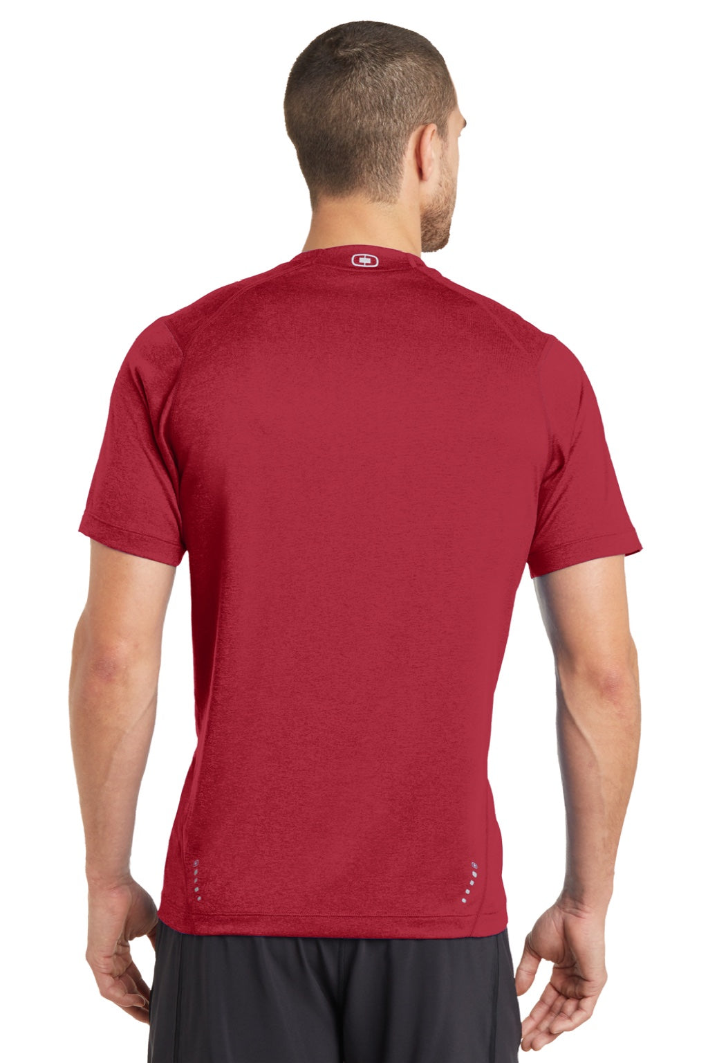 Ogio OE320 Mens Endurance Pulse Jersey Moisture Wicking Short Sleeve Crewneck T-Shirt Ripped Red Model Back