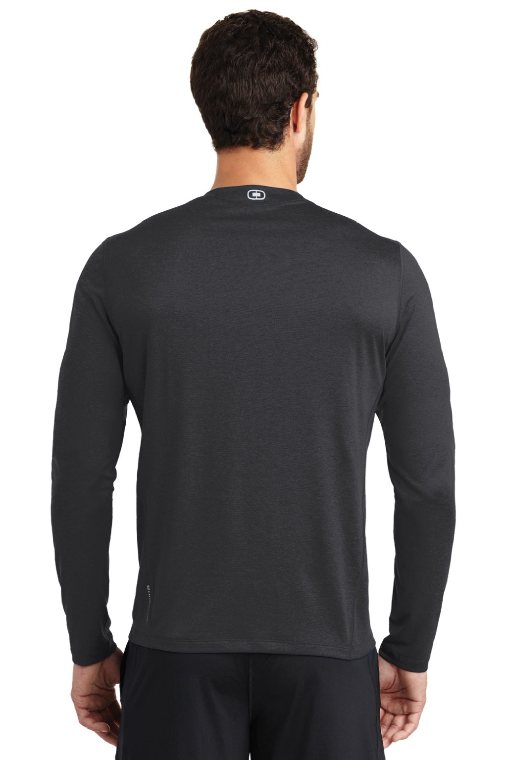 Ogio OE321 Mens Endurance Pulse Jersey Moisture Wicking Long Sleeve Crewneck T-Shirt Blacktop Model Back