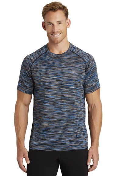 Ogio OE326 Mens Endurance Verge Jersey Moisture Wicking Short Sleeve Crewneck T-Shirt Electric Blue Space Dye Model Front