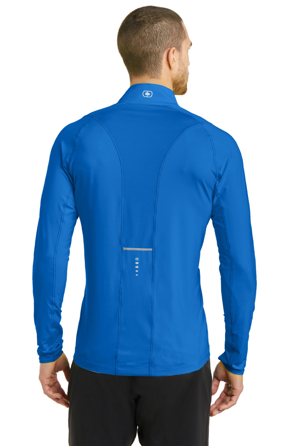 Ogio OE335 Mens Endurance Nexus Moisture Wicking 1/4 Zip Sweatshirt Electric Blue Model Back