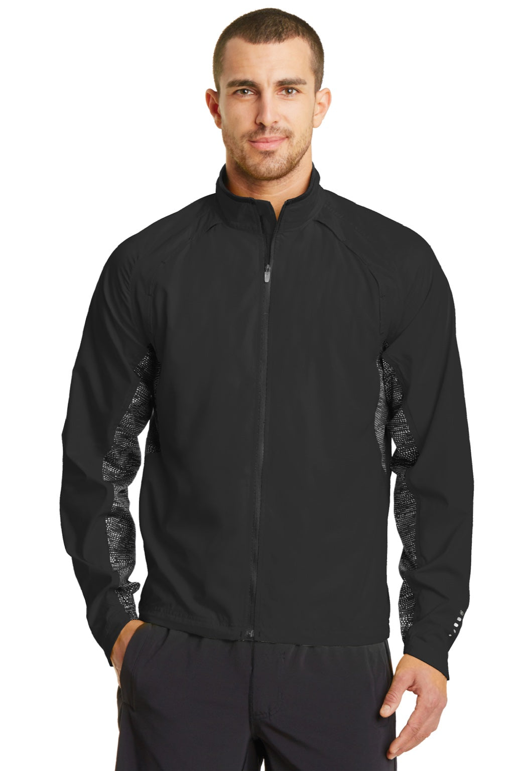 Ogio OE710 Mens Endurance Trainer Wind & Water Resistant Full Zip Jacket Blacktop Model Front