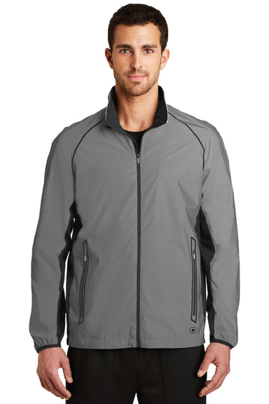 Ogio OE711 Mens Endurance Flash Wind & Water Resistant Full Zip Jacket Reflective Grey Model Front