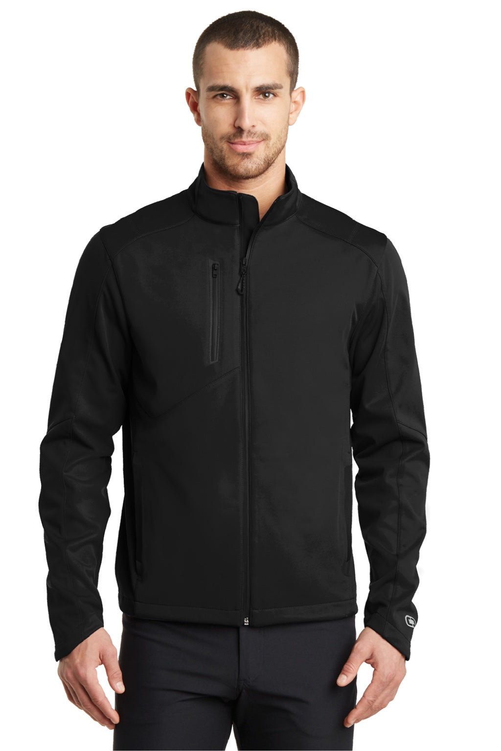 Ogio OE720 Mens Endurance Crux Wind & Water Resistant Full Zip Jacket Blacktop Model Front