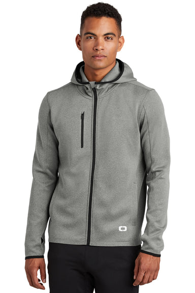 Ogio OE728 Mens Endurance Stealth Moisture Wicking Full Zip Hooded Jacket Heather Grey Model Front
