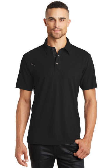 Ogio OG102 Mens Accelerator Moisture Wicking Short Sleeve Polo Shirt w/ Pocket Blacktop Model Front