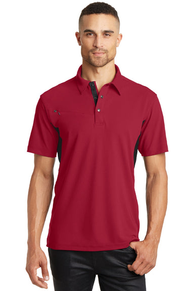 Ogio OG102 Mens Accelerator Moisture Wicking Short Sleeve Polo Shirt w/ Pocket Signal Red Model Front