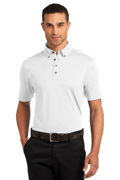 Ogio OG122 Mens Gauge Moisture Wicking Short Sleeve Polo Shirt White Model Front