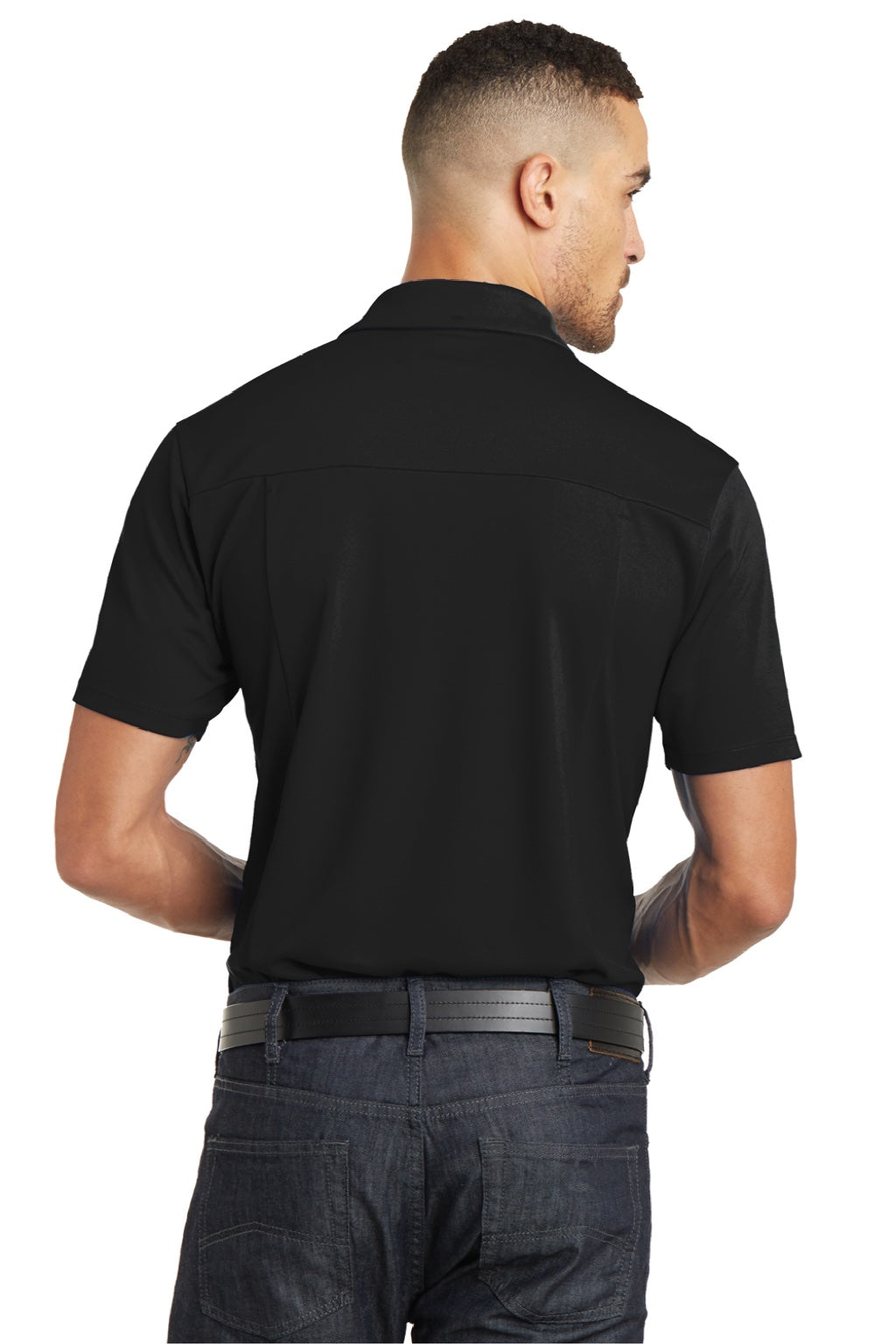 Ogio OG125 Mens Framework Moisture Wicking Short Sleeve Polo Shirt Blacktop Model Back