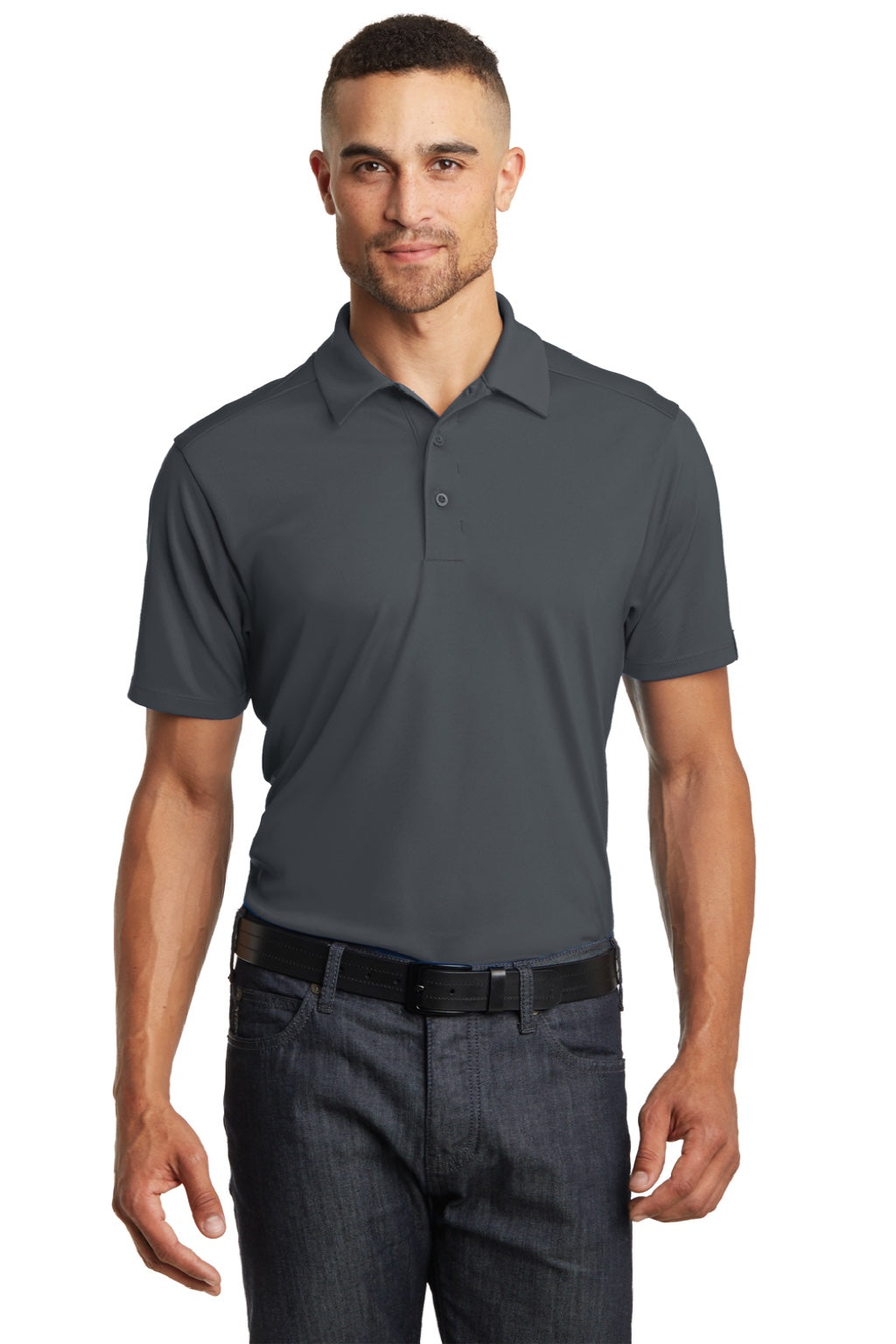 Ogio OG125 Mens Framework Moisture Wicking Short Sleeve Polo Shirt Diesel Grey Model Front