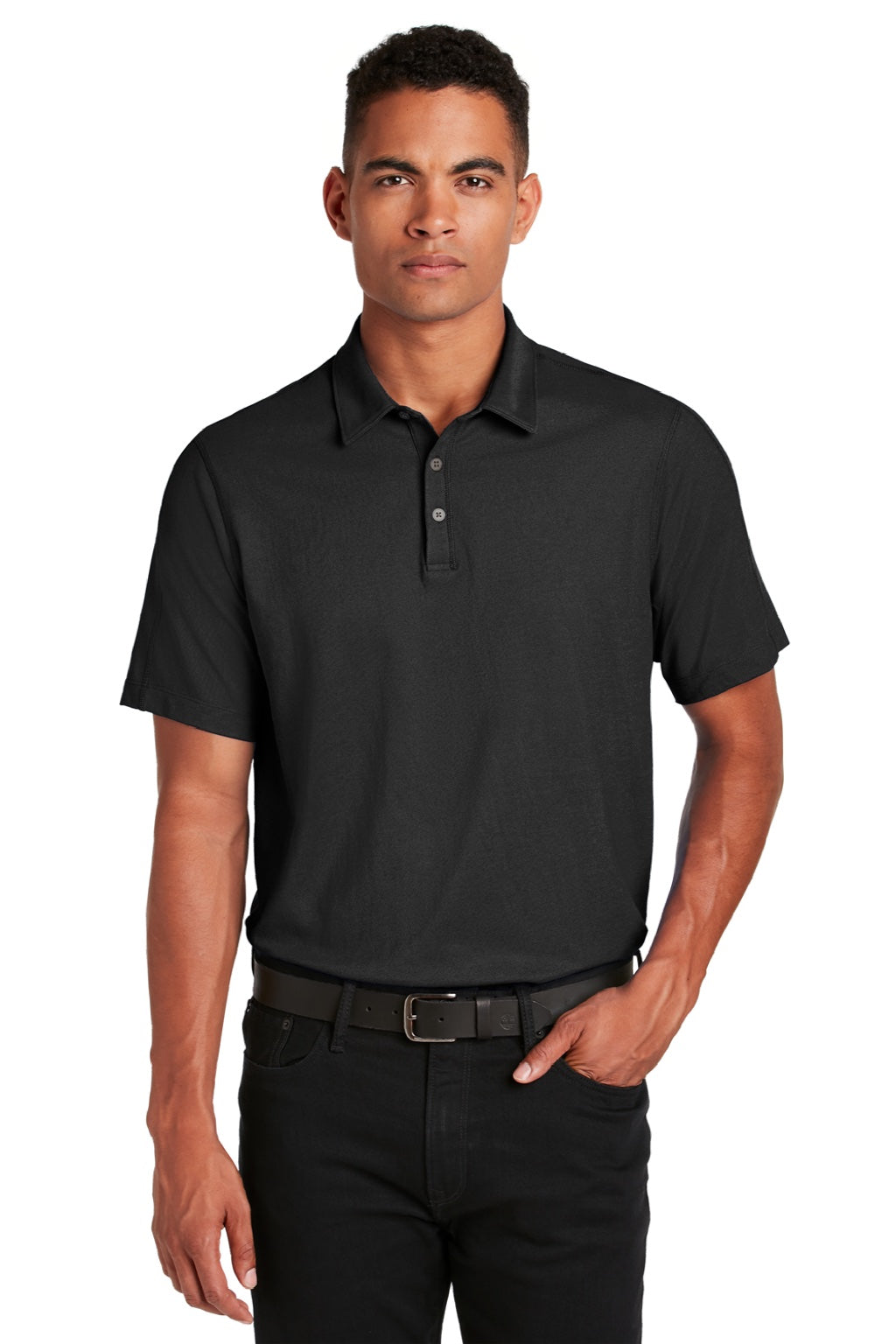 Ogio OG126 Mens Onyx Moisture Wicking Short Sleeve Polo Shirt Blacktop Model Front